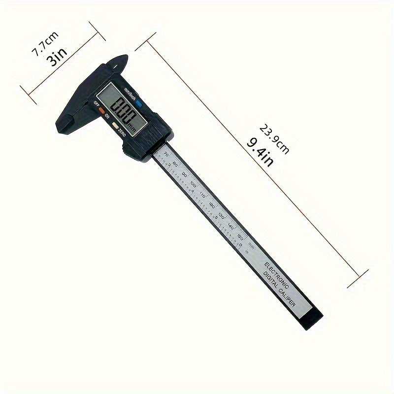 1-Pack Carbon Fiber Digital Vernier Caliper, Electronic LCD Display Micrometer Measuring Tool with Triangular Scale - Precision Gauge, Range 150mm, Accuracy 0.1mm