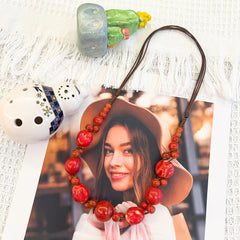 Women's Bohemian Handmade Clay Bead Necklace Adjustable Turquoise/Green/Blue/Grey/Black/Marble Beads Boho Ceramic Jewelry Gift for December Birthdays Valentine’s Day Everyday & Party Wear Earth Tone All Season Accessory