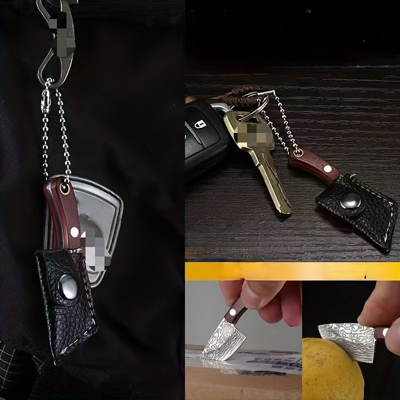 Stainless steel mini toy kitchen knife keychain, express box opening knife, knife with lid