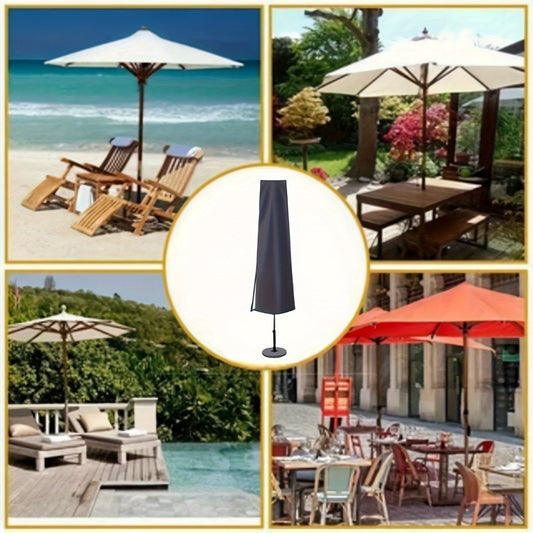 Waterproof Parasol Cover - 1 Piece Black Patio Umbrella Cover, Splashproof, Windproof, Sandproof and UV-Proof, Fits Market Umbrellas with Diameters of 84-128 Inches