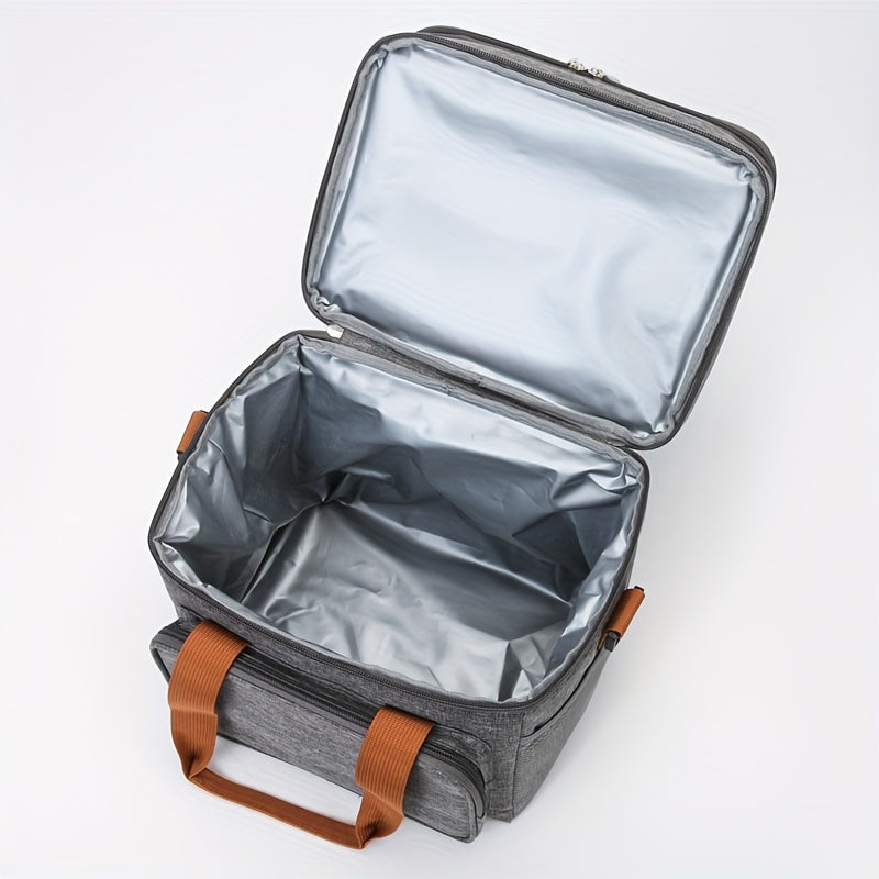 Insulated Lunch Cooler Bag - Double Layer Outdoor Insulated Cooler Bag, Universal, Regular Waterproof Oxford Cloth, Perfect for Halloween, New Year, Grandparents Day - Black