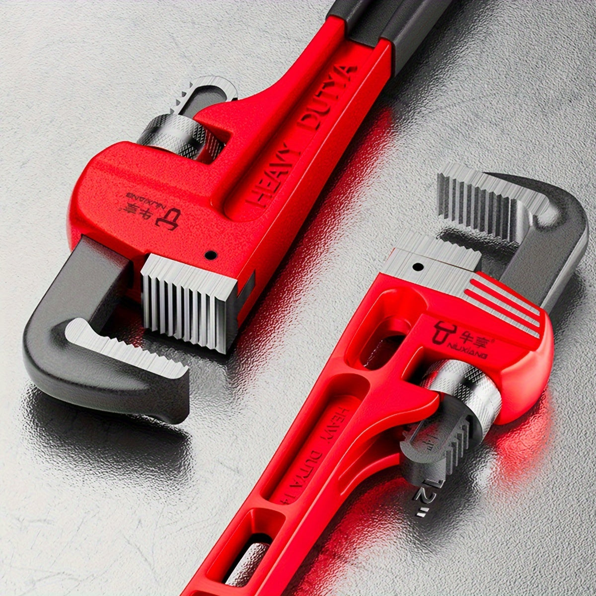 Heavy-Duty Adjustable Straight Pipe Wrench Set - 8 Inch/10 Inch/12 Inch Versatile Plumbing Wrench with Heat Treated Adjustable Jaw, Soft Grip Handle, and Durable Construction for Efficient Household Plumbing Repairs, Red