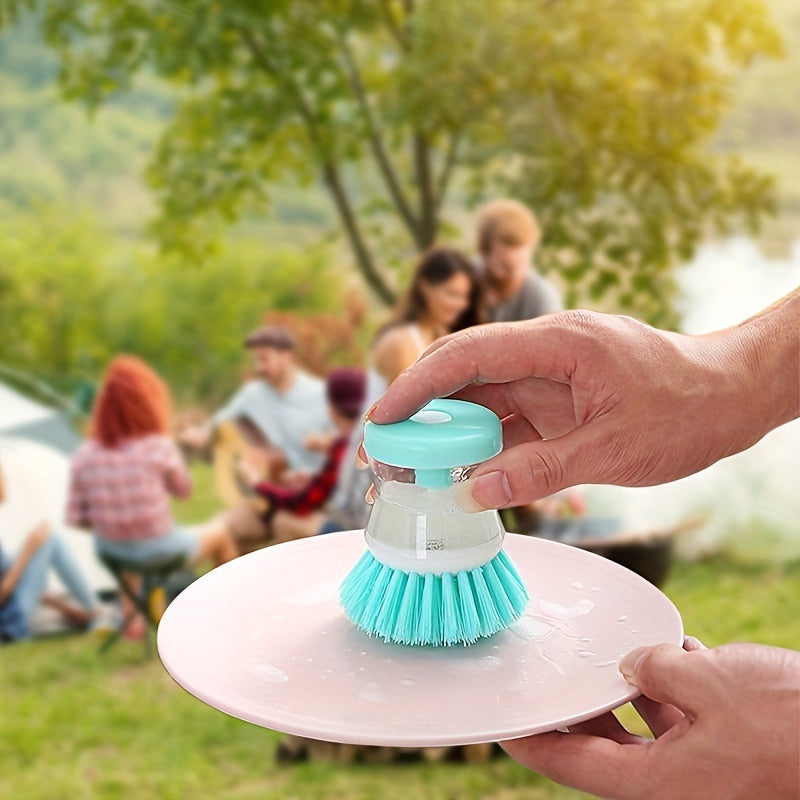 1pcs, Kitchen Pot Cleaning Brush, Home Dishwashing Brush, Press Soap Liquid Brush Portable Small Kitchen Pot Pan