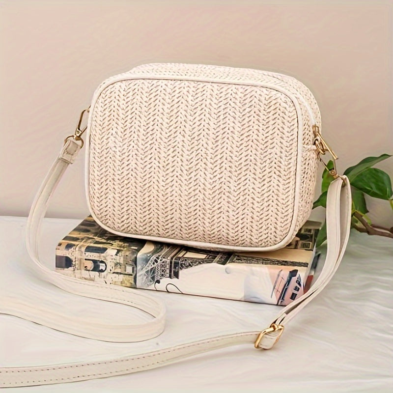 Small Butterfly Decorated Straw Crossbody Bag - Stylish, Sweet, Versatile Mini Bag for Women - Great for Daily Use, Travel and Outdoor Activities