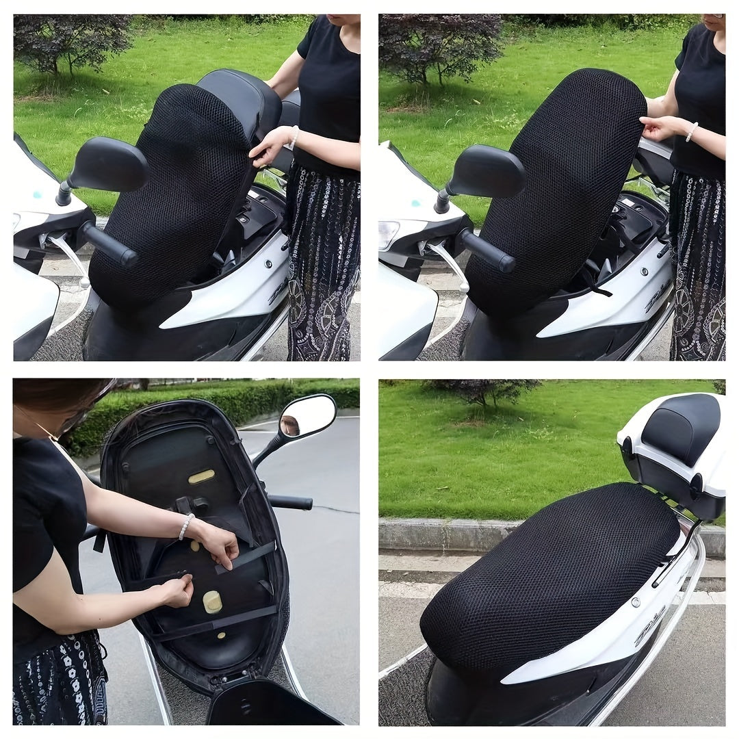 1pc non-slip breathable honeycomb mesh seat cover battery car sunscreen seat cover electric motorcycle four seasons universal