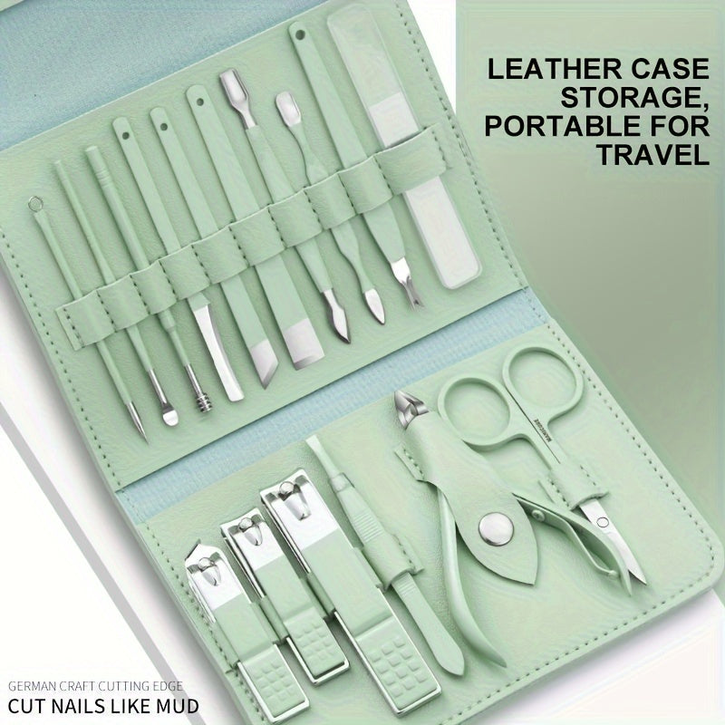 Professional Nail Care Set - Complete manicure and pedicure tool set with portable travel case, cuticle nippers, cutter and trimmer for touch-ups at home or on the go - Great for travel and salon-quality results