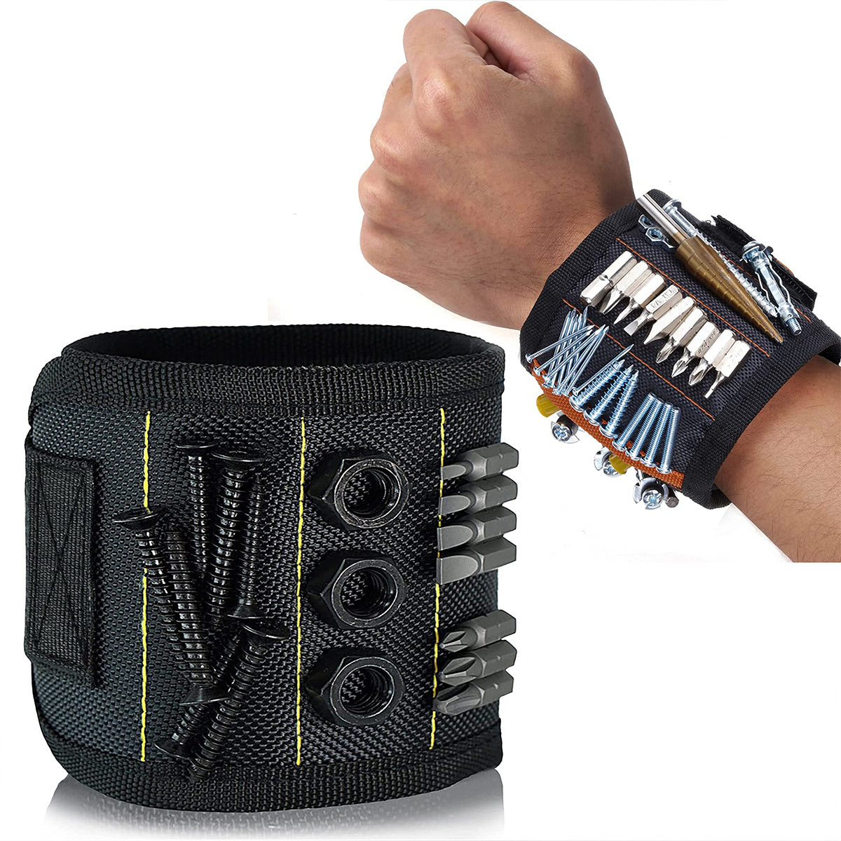 1pc Mighty Magnetic Tool Wristband - Super Strong Neodymium Magnets Hold Nails, Screws, & Tools Securely - Durable Work Essential for Hands-Free Convenience