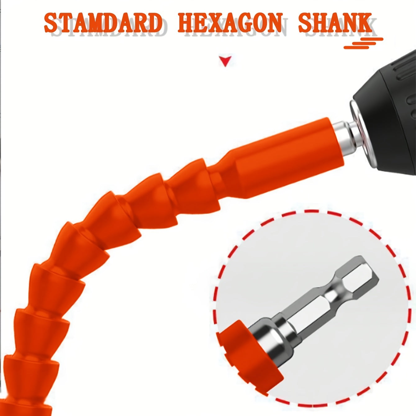 1-piece orange drill flexible shaft adapter - Sturdy universal joint for tight spaces - Multifunctional screwdriver extension bracket with safety connecting rod