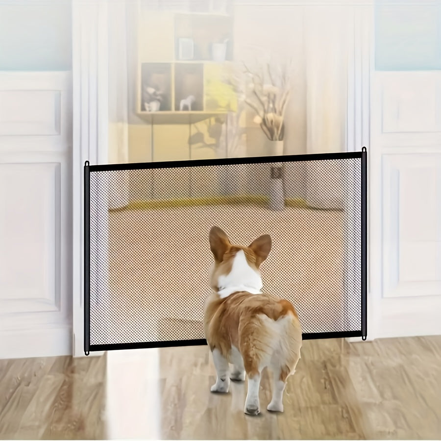 1.8m Easy-Install Pet Safety Gate for Dogs & Cats - Nylon Mesh Barrier for Rooms and Stairs, Versatile Use