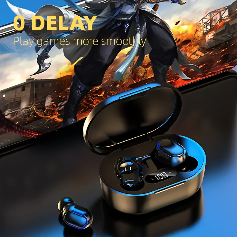 1 pc E7S TWS Wireless Earbuds with LED Display, In-Ear Gaming Headphones, Voice Call Noise Cancellation, App Control, Volume Control, USB Charging, Anti-Tangle Cable, for iPhone/Xiaomi - Adults