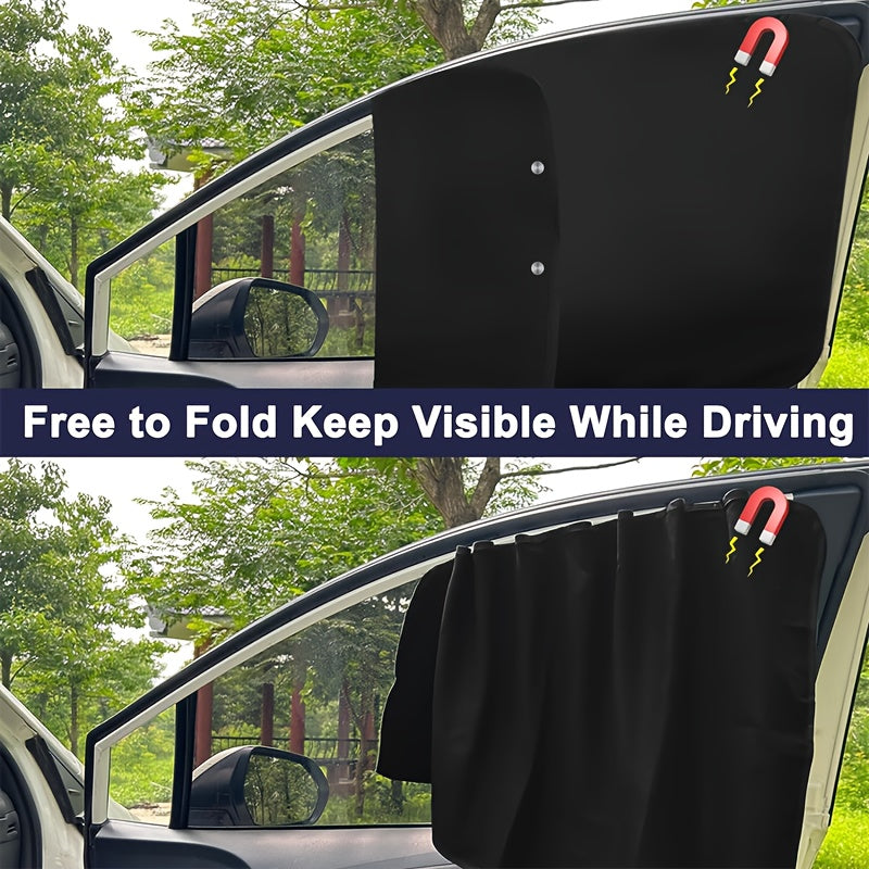 4-Piece Magnetic Car Sun Visor Set - Thick Mesh Side Window Visors, Heat Insulation, UV Protection, Fits Most Vehicles