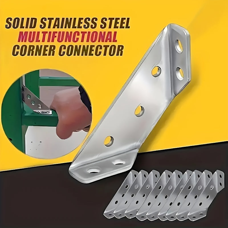 32-Piece Stainless Steel Corner Bracket Set - Durable, easy-to-install metal brackets for wood and metal furniture frames