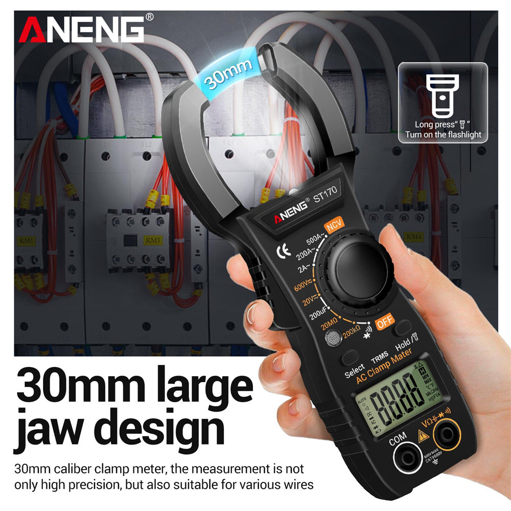 ANENG ST170 Non-contact Clamp Meter 1999 Counts LED Screen AC Current Multimeter NCV Induction Professional Tool