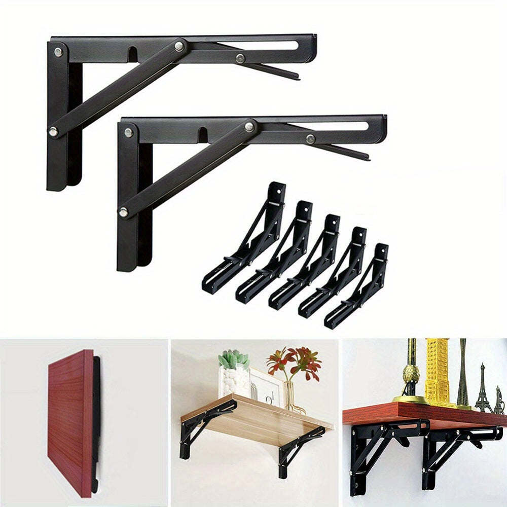 2 Pieces Heavy Duty Folding Shelves with Adjustable Angle - 90° Decorative Table and High Quality Metal Wall Mount Storage Bracket