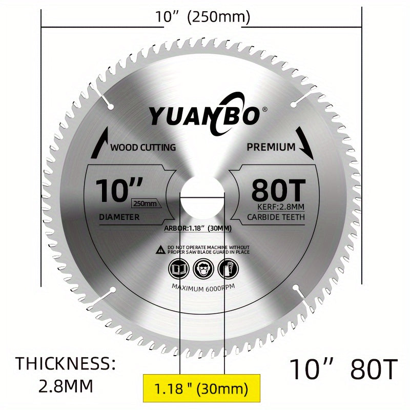 1pc 250mm*30mm circular saw blade, fast cutting, suitable for softwood and hardwood, blockboard and particleboard