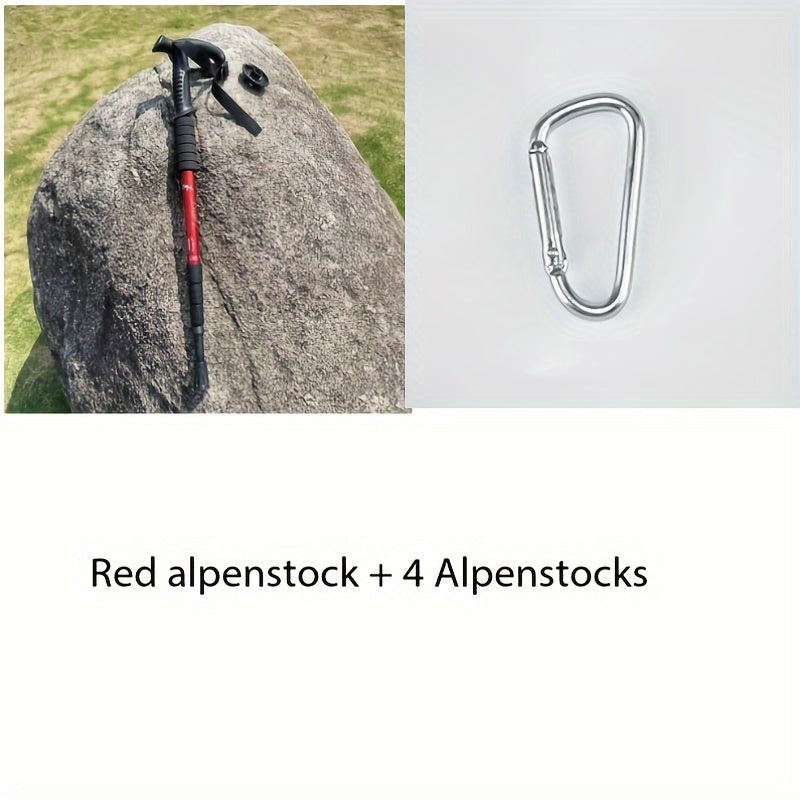 Outdoor travel walking stick retractable four-section elderly trekking stick aluminum alloy hiking stick 4 mountaineering buckles