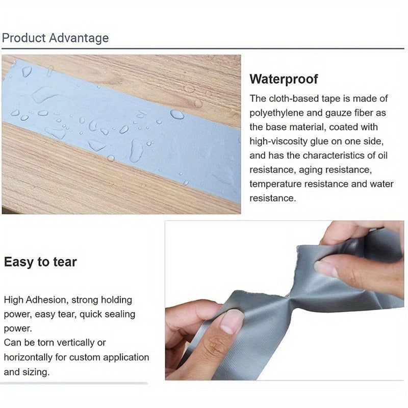 Extra Sticky Heavy Duty Waterproof Tape - No Residue, Indoor/Outdoor Use, Great for Fabric and Metal, Thick Aluminum Foil