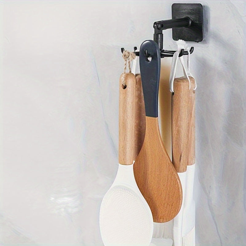 1 piece of punch-free 360-degree rotating hook multi-function spoon, knife and fork cleaning brush, spatula storage rack, practical hook