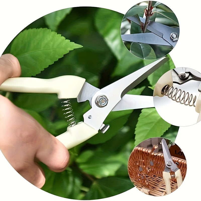 Stainless Steel Garden Pruners - Ergonomic Handheld Shears for Pruning Trees, Fruit and Flowers - No Batteries Required