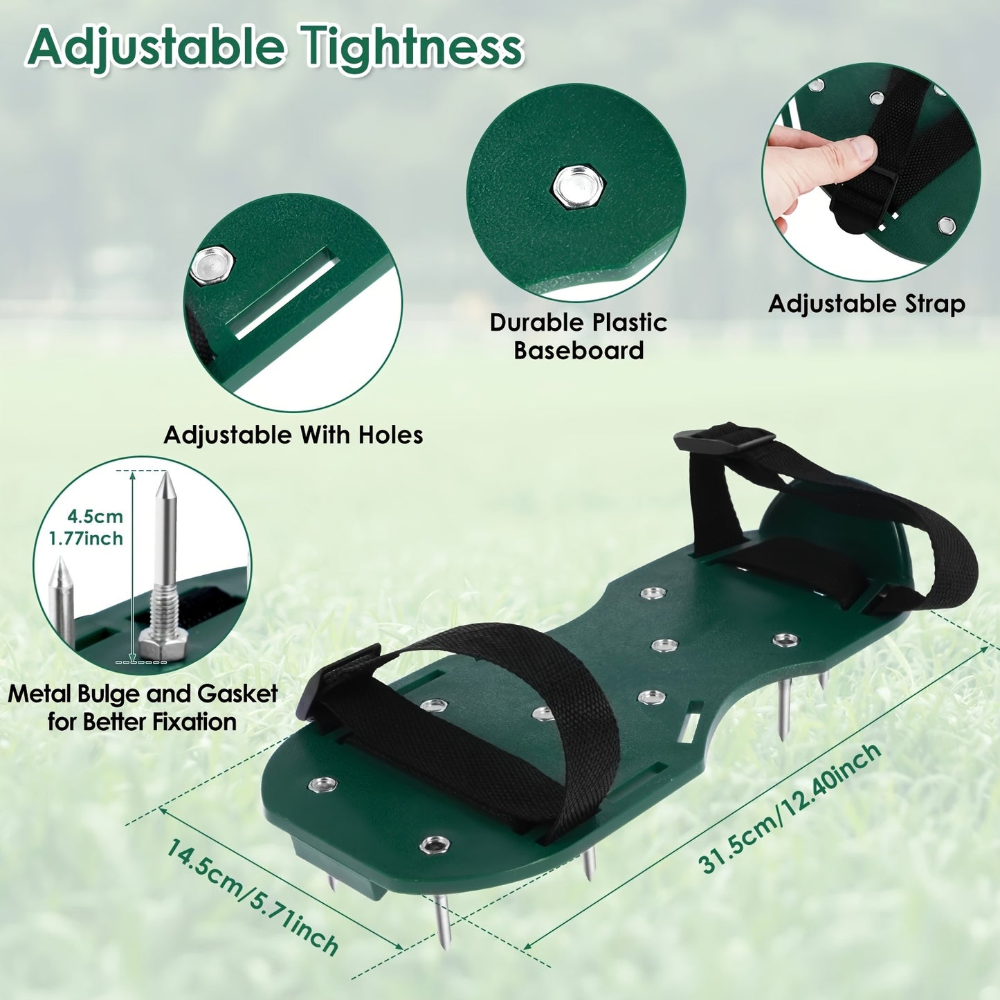 Manual Lawn Aerator with Metal Spikes - 1 Double Duty Garden Soil Aerator Sandal with Adjustable Strap - No Electricity Required Yard Tool for Soil Health and Grass Growth