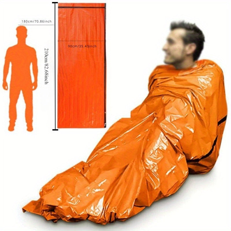 Portable waterproof emergency survival sleeping bag, outdoor camping sleeping bag with whistle