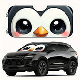 1pc Cute Big Eye Penguin Car Windshield Sunshade Foldable Fit for SUV & Truck Front Windows UV Protection & Heat Reduction Adorable Cartoon Design with Expressive Eyes Durable Automotive Accessory Vehicle Heat Shield | Quality Reflective Material P
