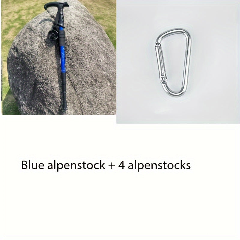 Outdoor travel walking stick retractable four-section elderly trekking stick aluminum alloy hiking stick 4 mountaineering buckles