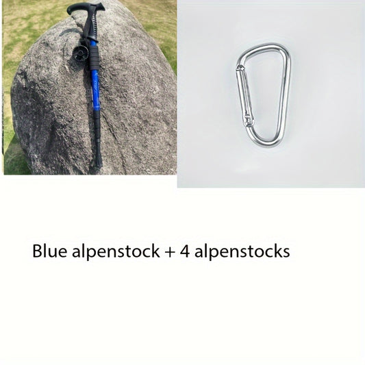 Outdoor travel walking stick retractable four-section elderly trekking stick aluminum alloy hiking stick 4 mountaineering buckles