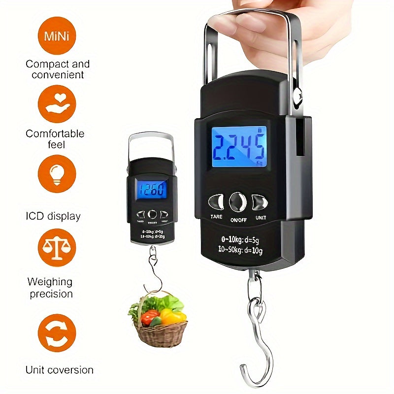 1 Piece Portable Electronic Luggage Scale, Home Travel Luggage Scale, Digital Handheld Luggage Hanging Luggage Scale, Mini Portable Electronic Scale, Travel Essentials, Kitchen Scale, Maximum Loading 49.9KG