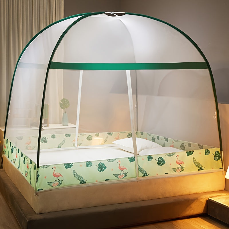 1 piece pop-up cartoon yurt bed cover - 360° all-round mosquito net, quick installation, no installation required, dustproof, large space, summer bedroom bedding home fashion decoration, easy to assemble, portable, space saving