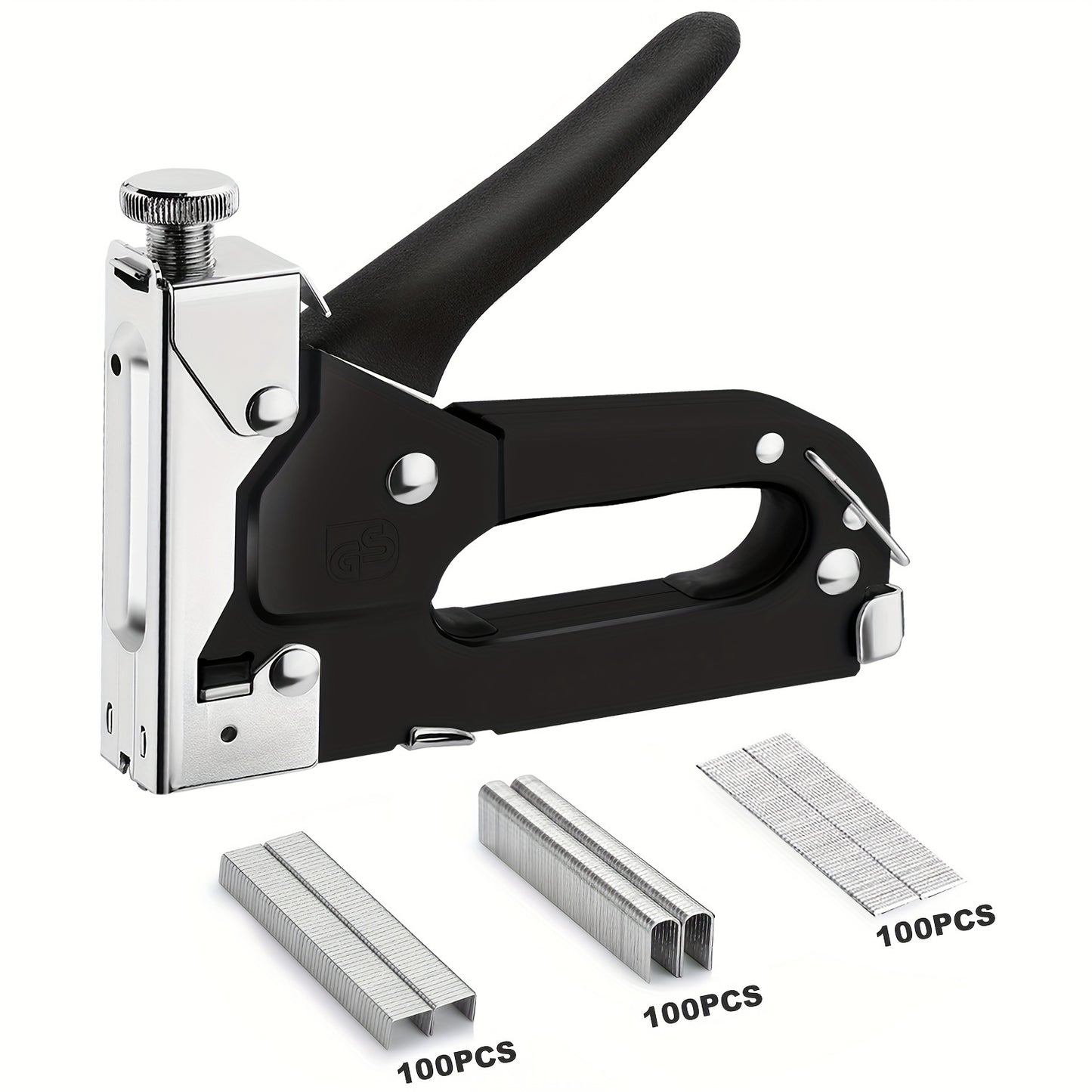 Bamda 3-in-1 Heavy-Duty Manual Staple Gun Kit with 300 Staples - Carbon Steel Uncharged Stapler for Upholstery, Woodworking, Decoration, Furniture, Door & Window Trim