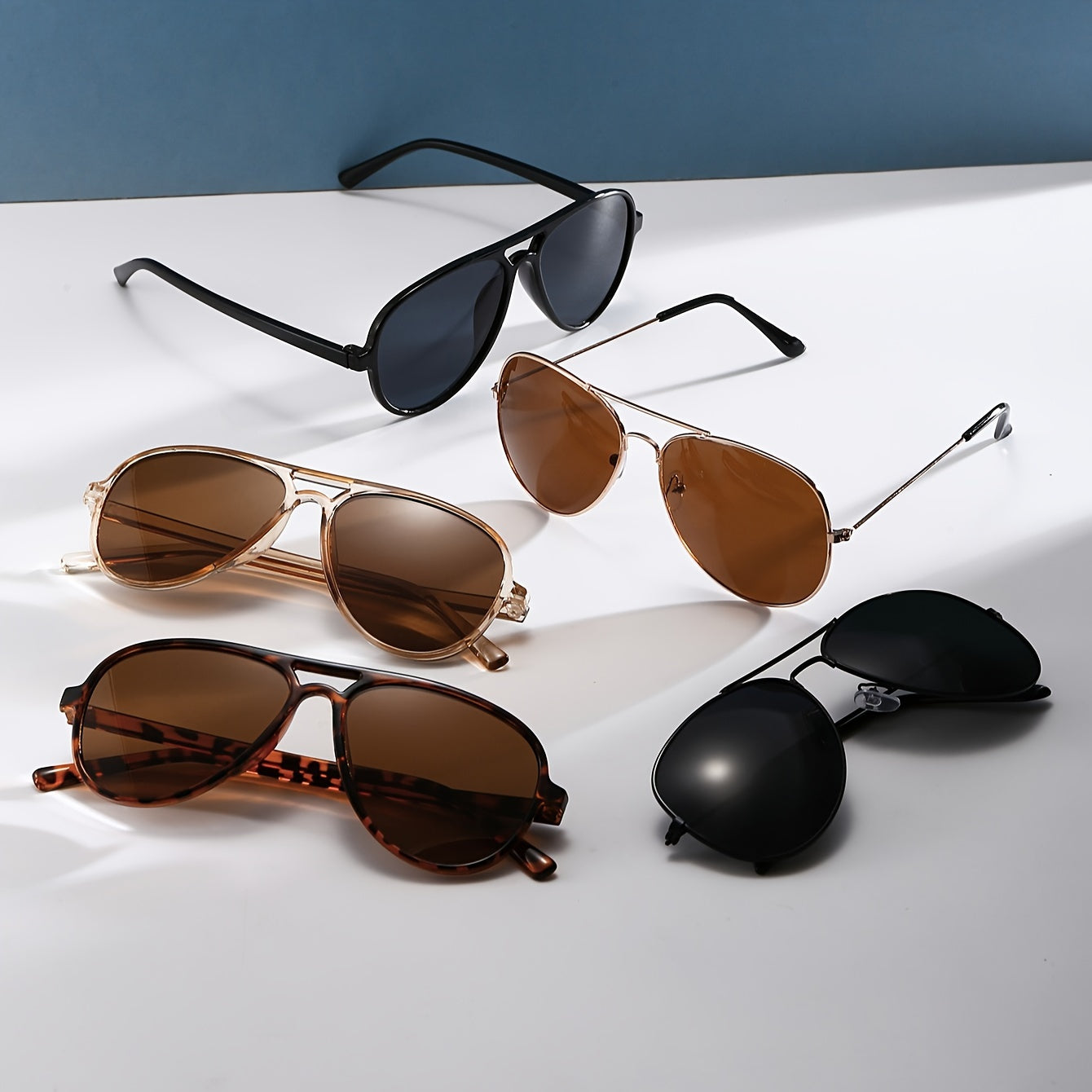 5 pieces of classic metal frame glasses with PC lenses, suitable for hiking and casual style decorative glasses for men and women