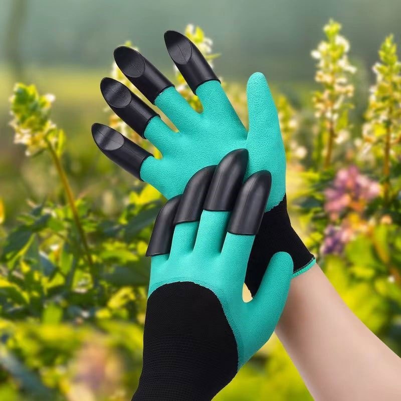 Waterproof Garden Gloves with Claws for Digging & Planting - 1 Pair, Puncture Resistant Latex Gardening Gloves, Lead-Free & Alcohol-Free Material, Hand Washable Outdoor Protective Gear for Flower and Vegetable Gardening