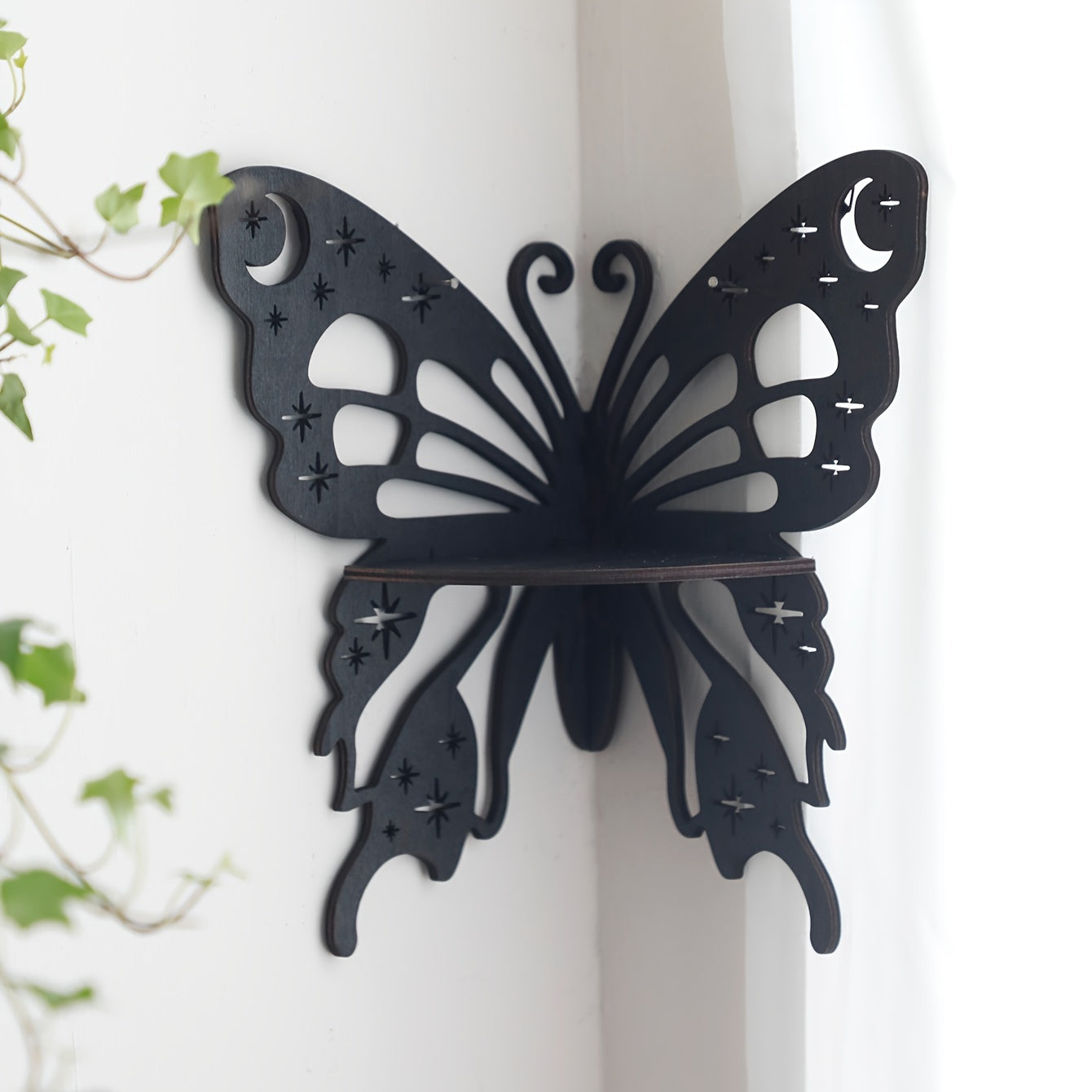 1pc, Creative Simple Wall Display Rack (Nail Not Included), Rustic Style Wooden Butterfly and Lotus Wall Decor Pendant, DIY Assembled Wooden Storage Rack