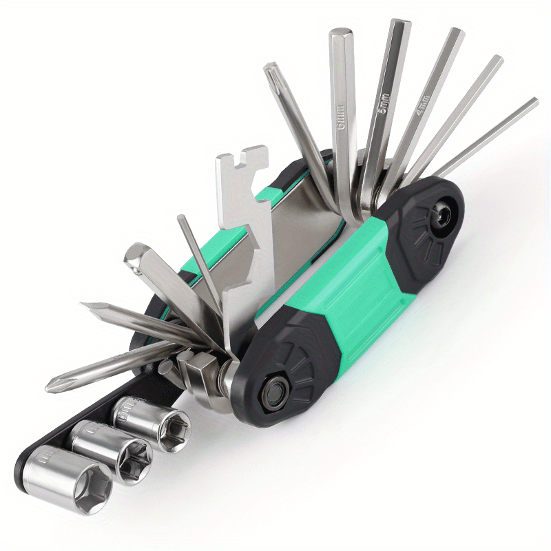 1pcs 16 in 1 Foldable Stainless Steel Rivet Removal Professional Pliers - Multi-purpose Bicycle Repair Tools for Travel, Off-road, Racing, Mountain Biking - Perfect Valentine's Day Gift for Men and Bicycle Lovers