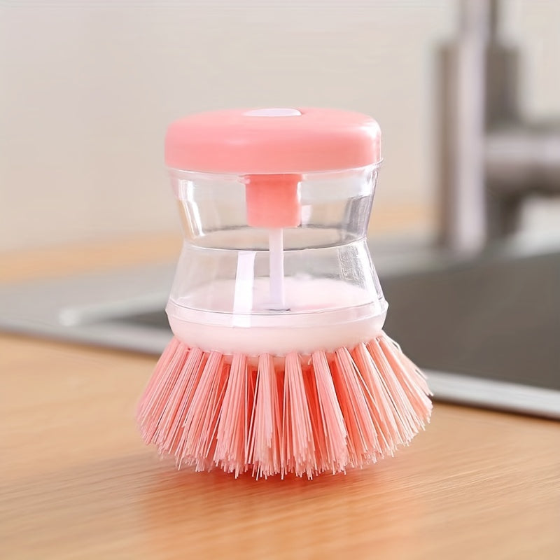 1pcs, Kitchen Pot Cleaning Brush, Home Dishwashing Brush, Press Soap Liquid Brush Portable Small Kitchen Pot Pan