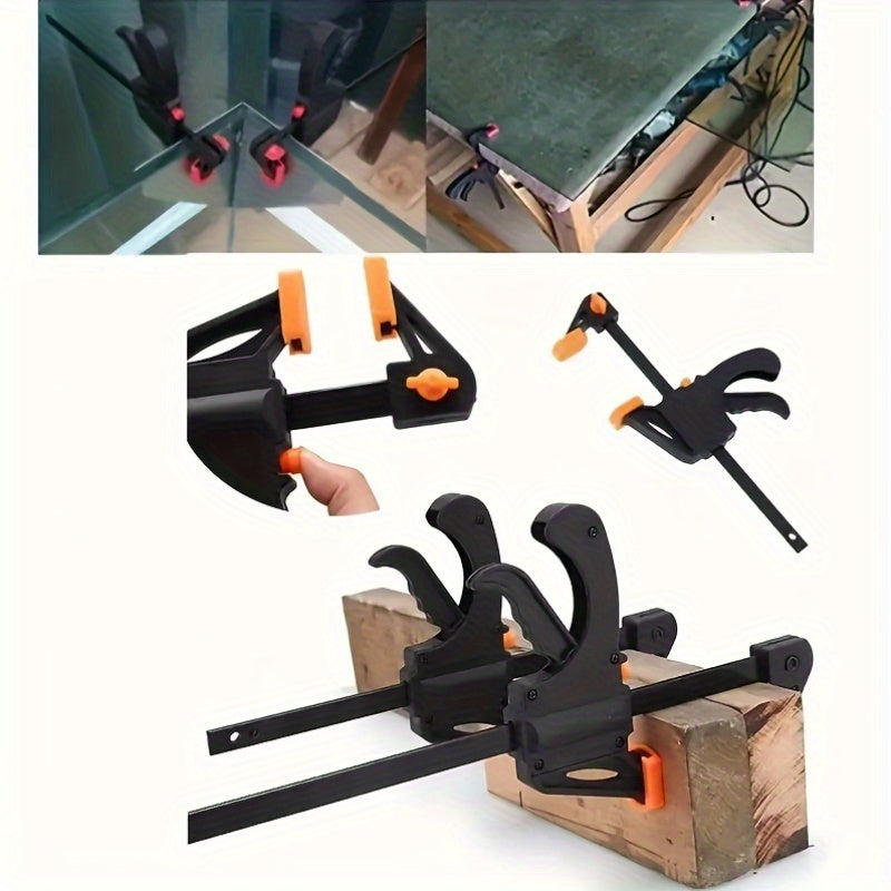 Set of 6 Quick Release F-Clamps - 4" Adjustable Ratchet Bar for Woodworking, Metal Construction, Pre-Assembled Easy Grip Woodworking Hand Tools 6 Pack