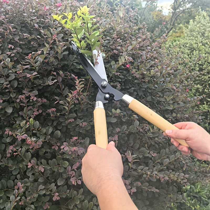 Garden Pruning Shears, 1-Pack, Contemporary Style, Comfort Grip Wooden Handle, Carbon Steel Blade, Professional Grade Landscaping and Lawn Care Scissors for Pruning and Shaping Plants