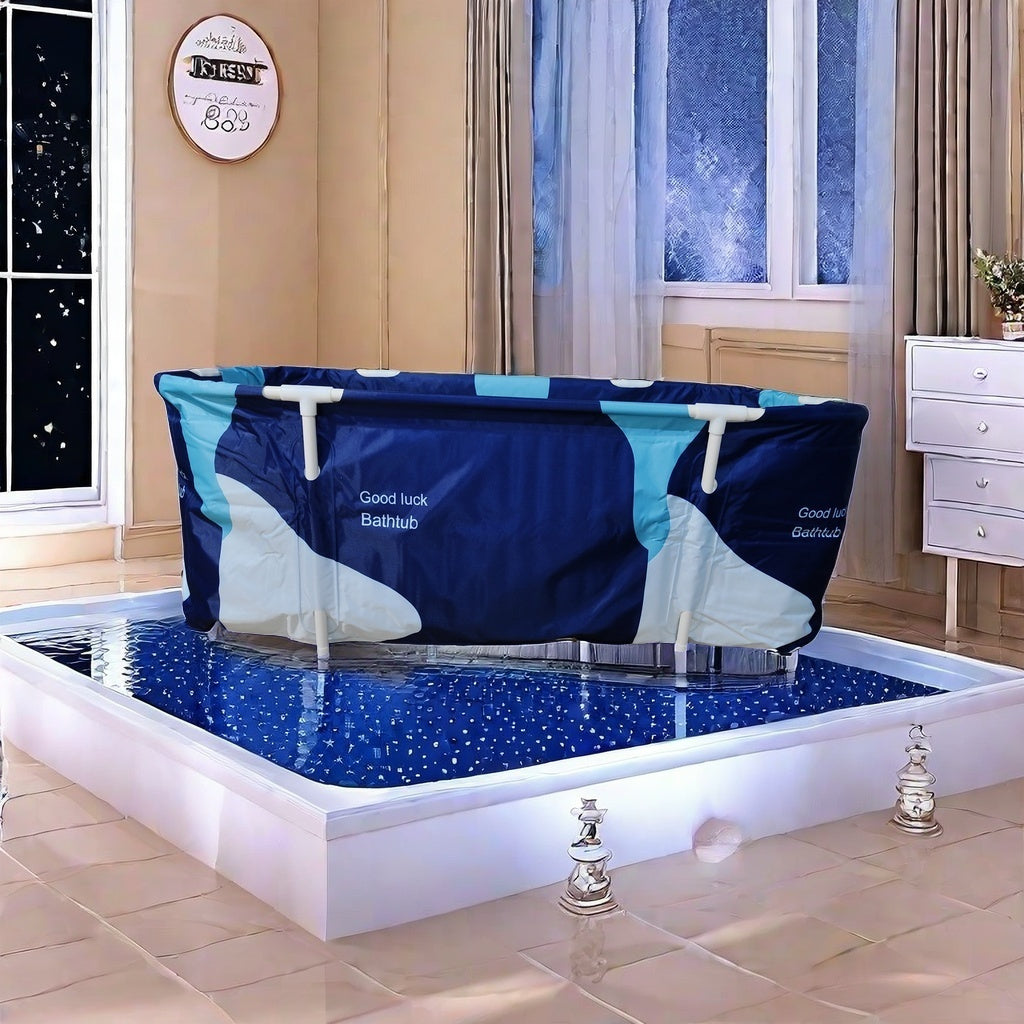 Portable Spa Bath with Seat and Air Pump - Foldable, Space Saving Design with Back Support - Ideal Christmas and Halloween Gift for Family Use