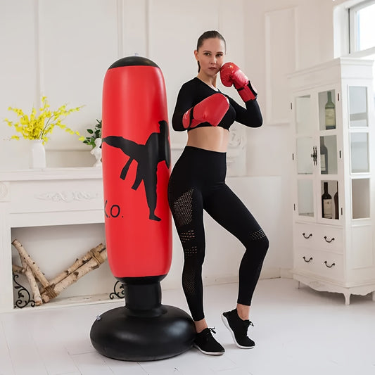 Inflatable Punching Bag - Freestanding Boxing, Karate and Taekwondo Training Punching Post - Target Focus Bag for Home Gym Practice Kicks and Punches - Durable PVC Fabric - For Ages 14+