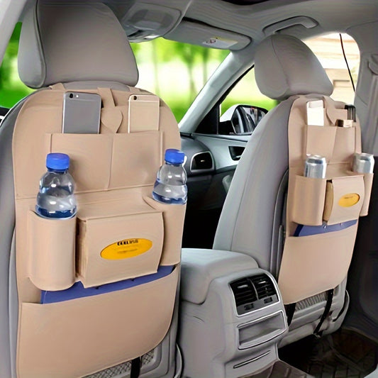 Portable Felt Car Seat Back Multi-Pocket Organizer - Spacious storage space for travel essentials, durable structure, easy installation - Perfect for road trips, family outings and daily commutes