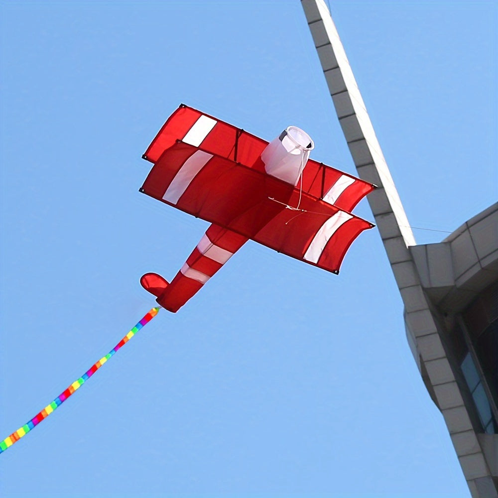 Innovative 3D Bi-plane Kite - Breathtaking Stereo Sound, Realistic Airplane Design with 100m Control Line - Fun-Filled Outdoor Entertainment for All Ages