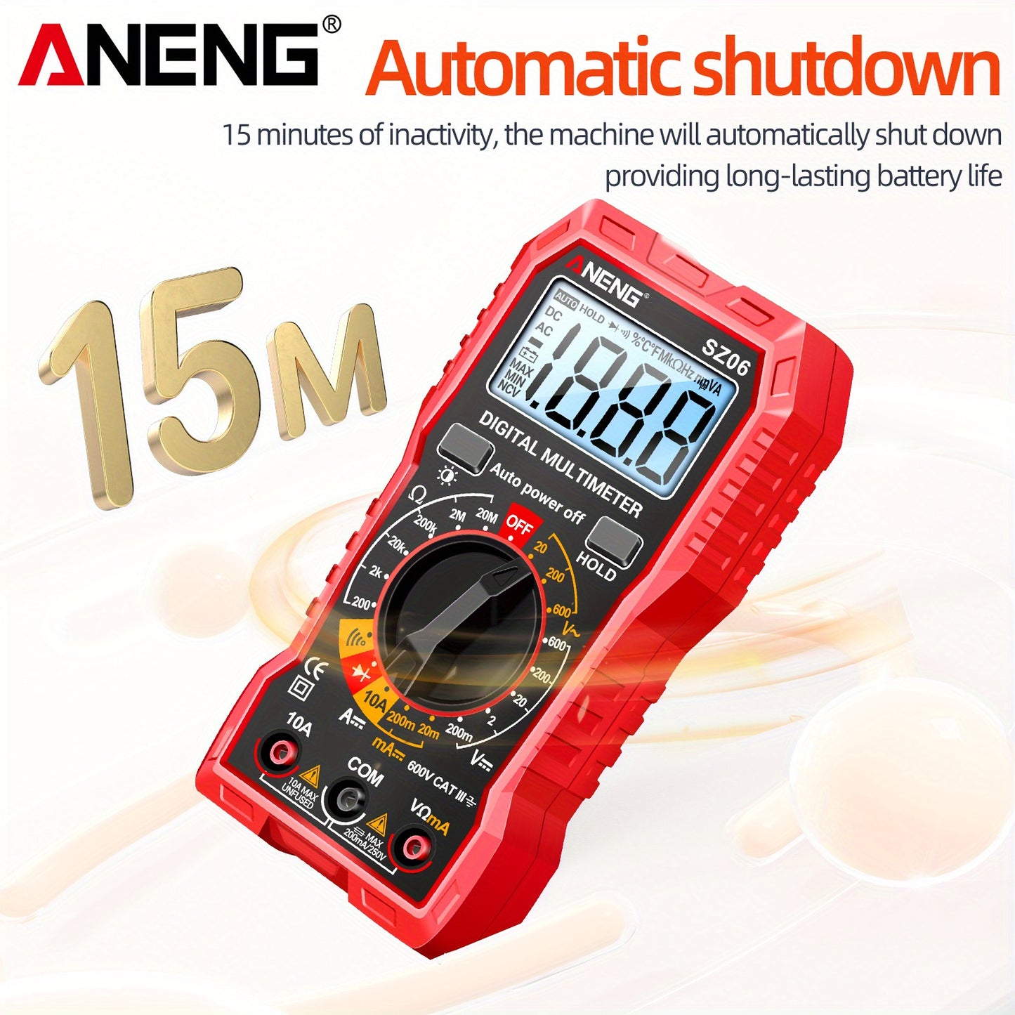 ANENG SZ06 2000 Counts Intelligent Digital Multimeter AC/DC Voltmeter DC Current Ohm Tester Power Tools Measuring Equipment