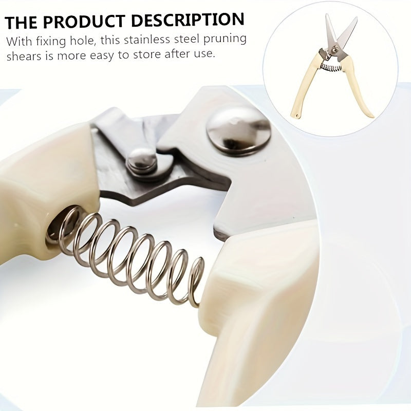 Stainless Steel Garden Pruners - Ergonomic Handheld Shears for Pruning Trees, Fruit and Flowers - No Batteries Required
