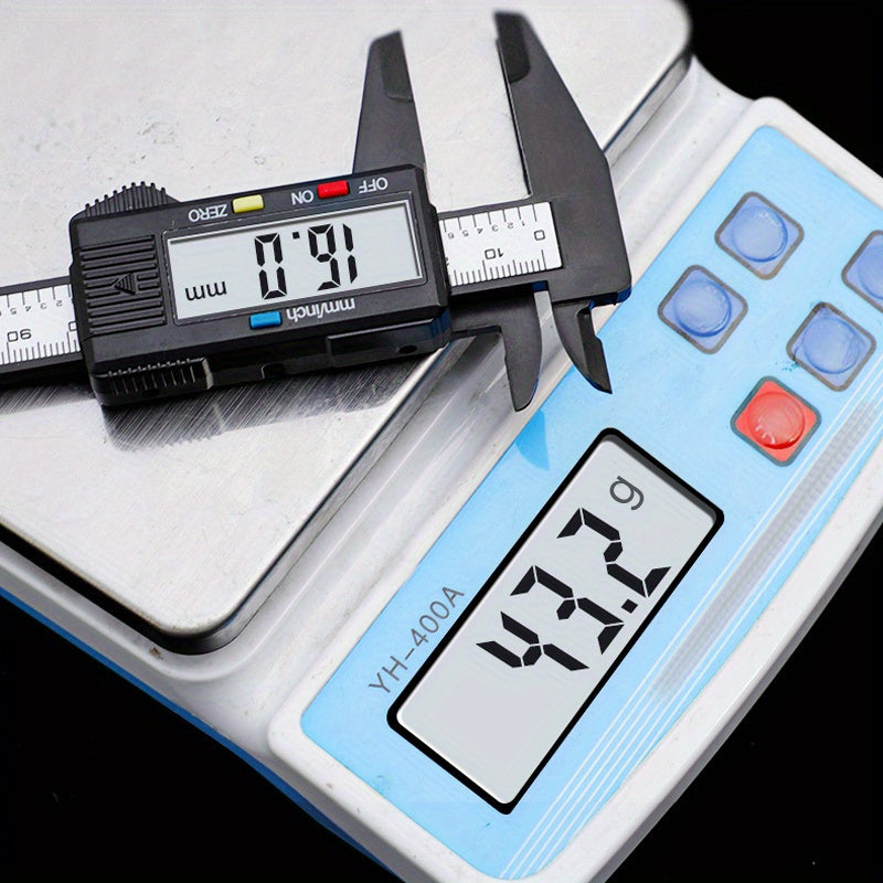 1-Pack Carbon Fiber Digital Vernier Caliper, Electronic LCD Display Micrometer Measuring Tool with Triangular Scale - Precision Gauge, Range 150mm, Accuracy 0.1mm