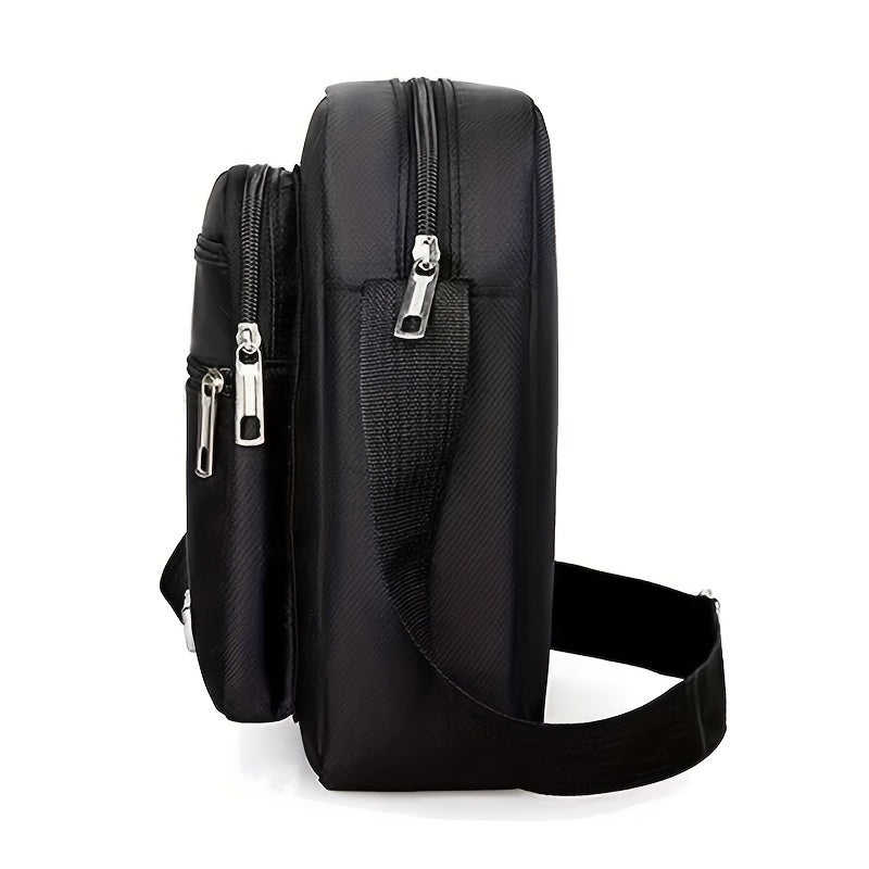 Men's Casual Nylon Crossbody Bag - Adjustable Shoulder Strap, Tassel Detail, Black - Perfect for Daily Commuting and Sports