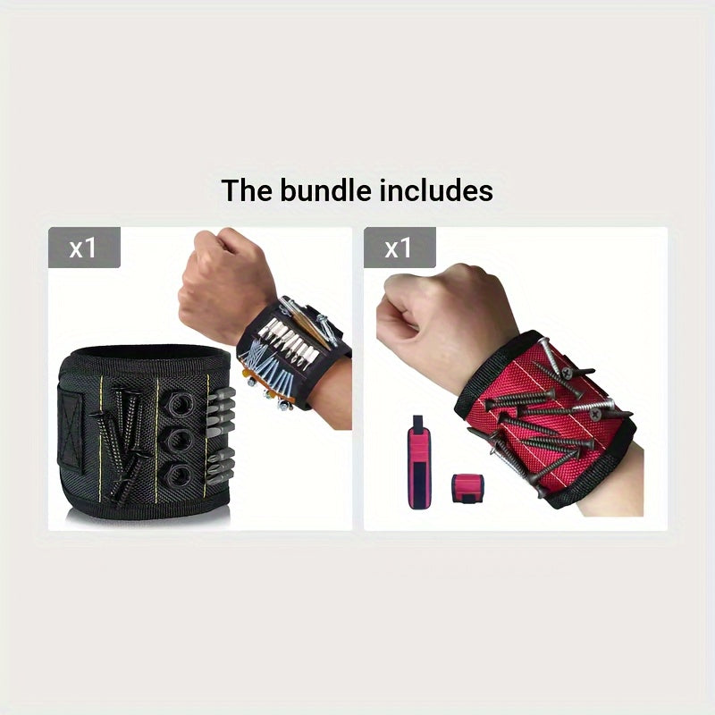1pc Mighty Magnetic Tool Wristband - Super Strong Neodymium Magnets Hold Nails, Screws, & Tools Securely - Durable Work Essential for Hands-Free Convenience