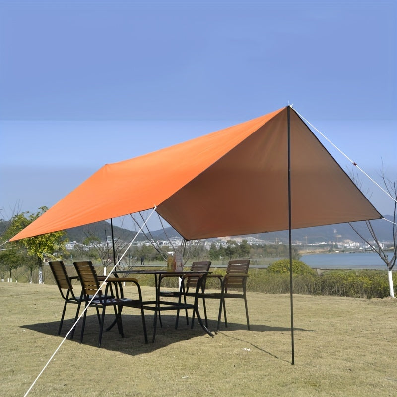 Versatile Orange/Green Canopy Tent Kit with 2 Poles, 8 Grommets, 6 Ground Stakes, 6 Guy Ropes and Storage Bag - Perfect for Outdoor Adventures, Sun and Rain Protection