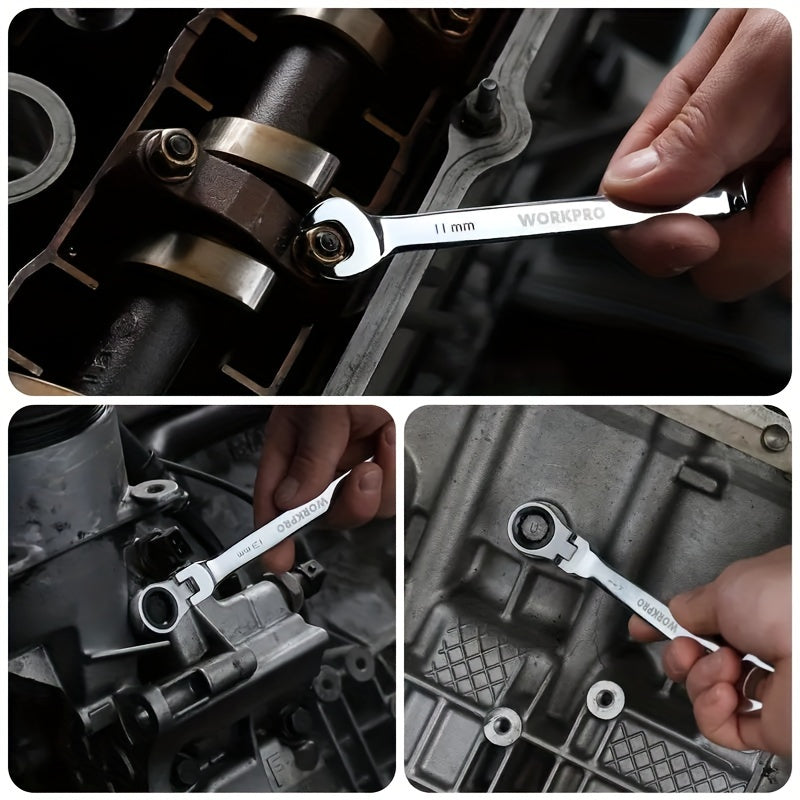 10mm Flexible Head Ratchet Wrench Set - Auto Repair Dual-Purpose Steel Gear Tool 1 Piece