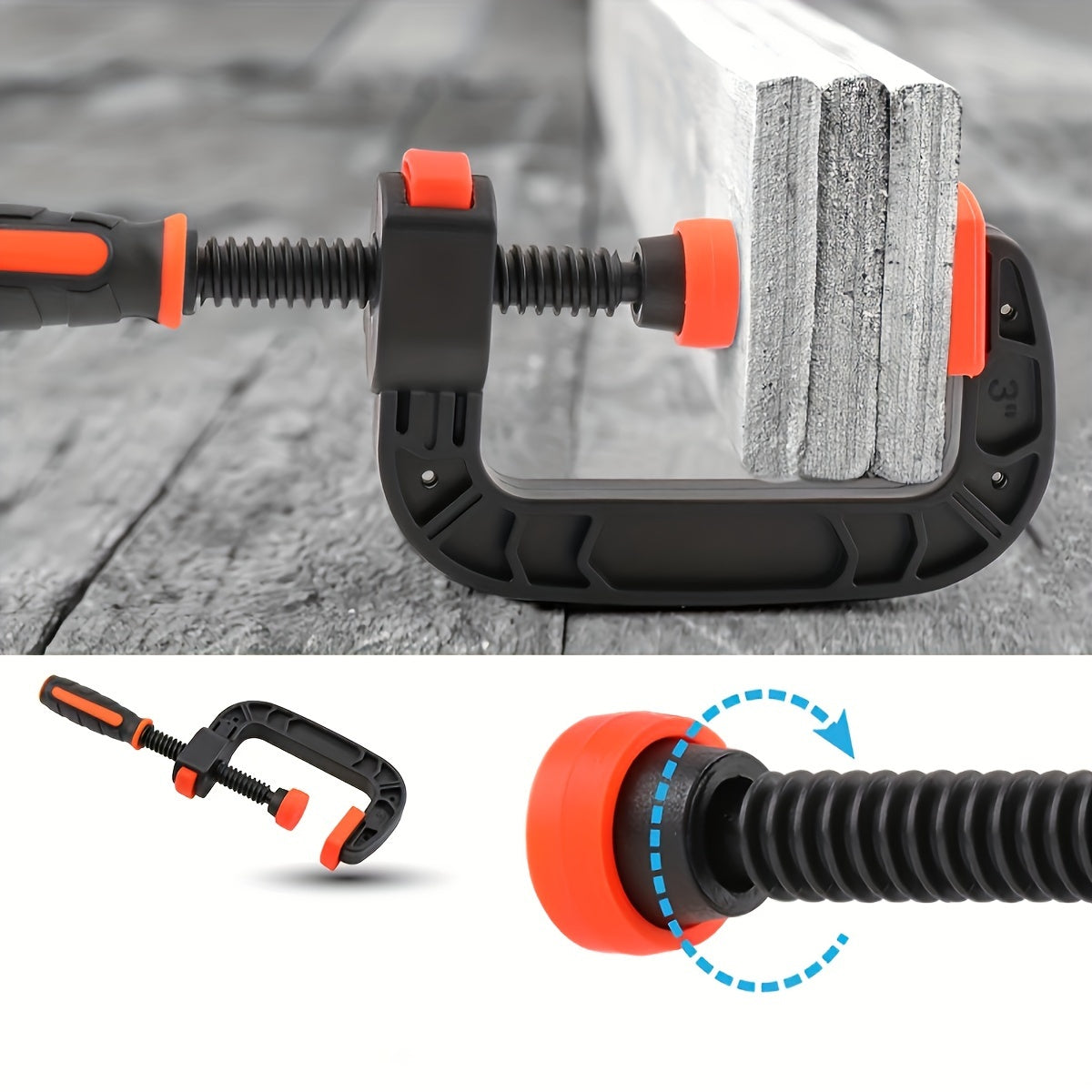 2-Pack 7-Inch Heavy Duty Plastic Quick Clamp Horizontal Fixing Clips, Rust-Resistant, No Assembly Required, with Spring Release, for Woodworking and Crafts
